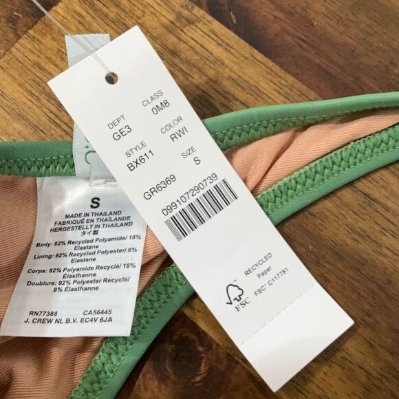 J. Crew Green BX611 Heritage Scoopneck Bikini Top Swimsuit Small NWT - Picture 3 of 3